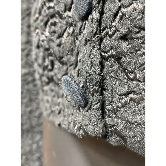 Vintage 80s Bruno Duluc Cropped Jacket Womens Size Small Black Button Front - Picture 3 of 6